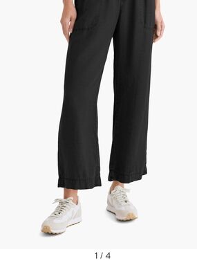 Splendid Angie Crop Black Wide Leg Linen Blend Pants. Sz S